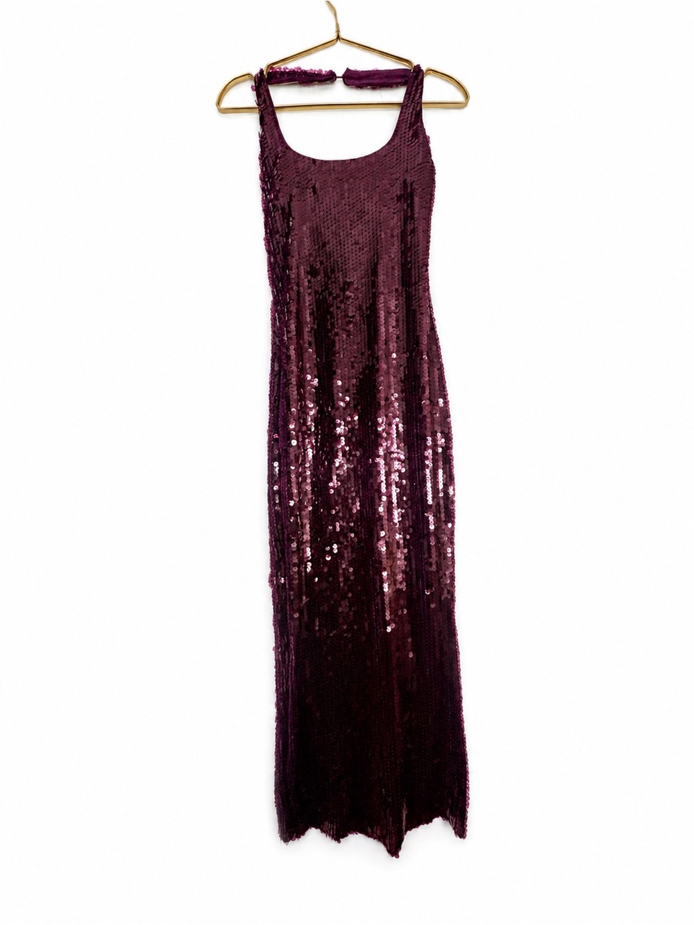 Zara Plum Sequin Backless Maxi Dress